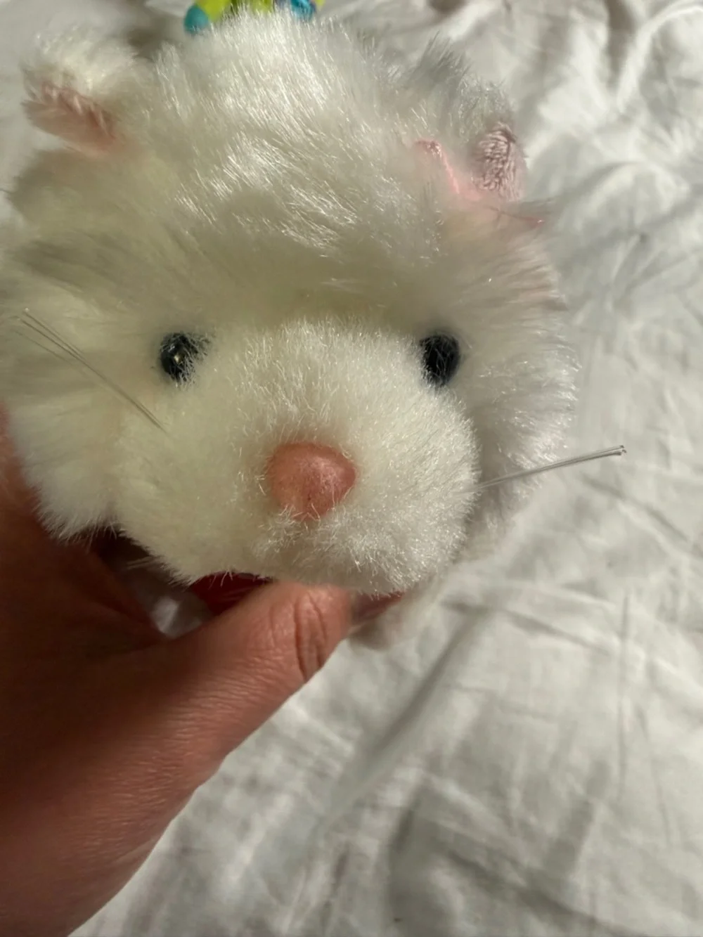GANZ White Plush cat with Pink Nose